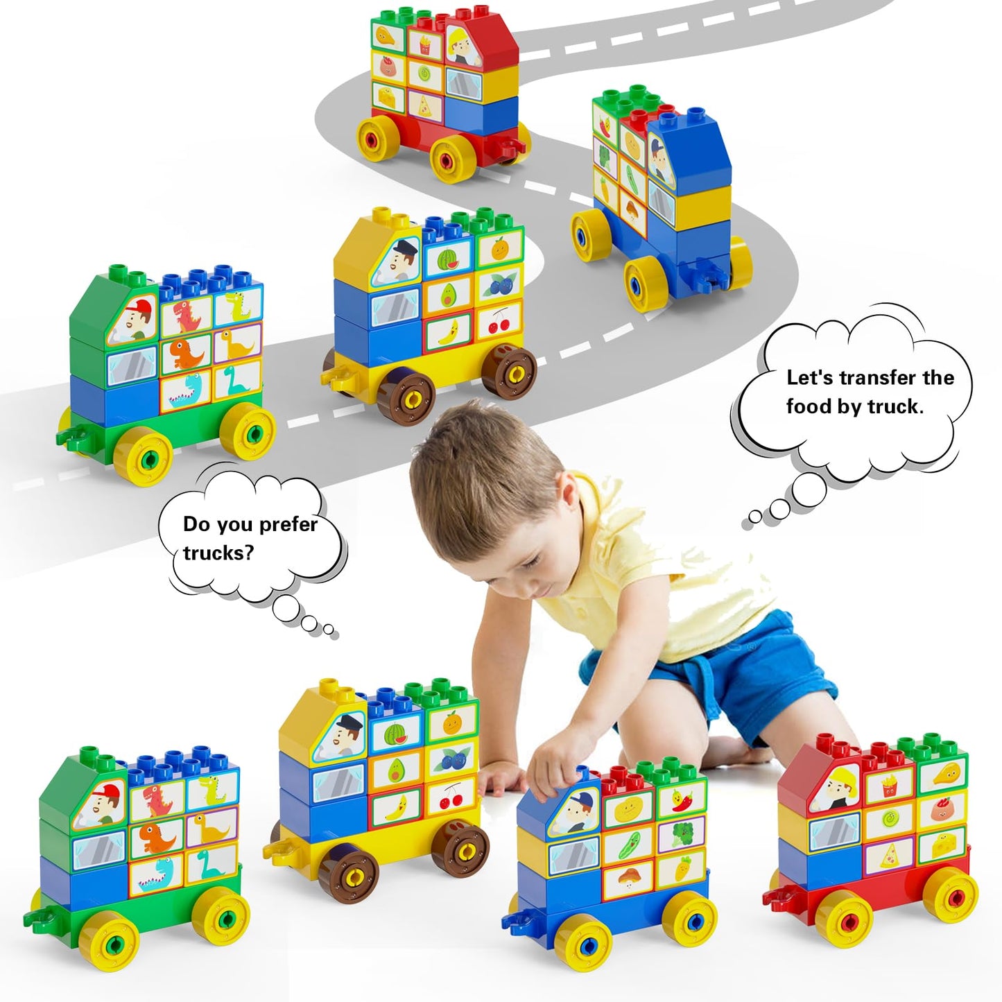 Anpcso 116-Piece Building Blocks for Toddlers – Dinosaurs & Cars