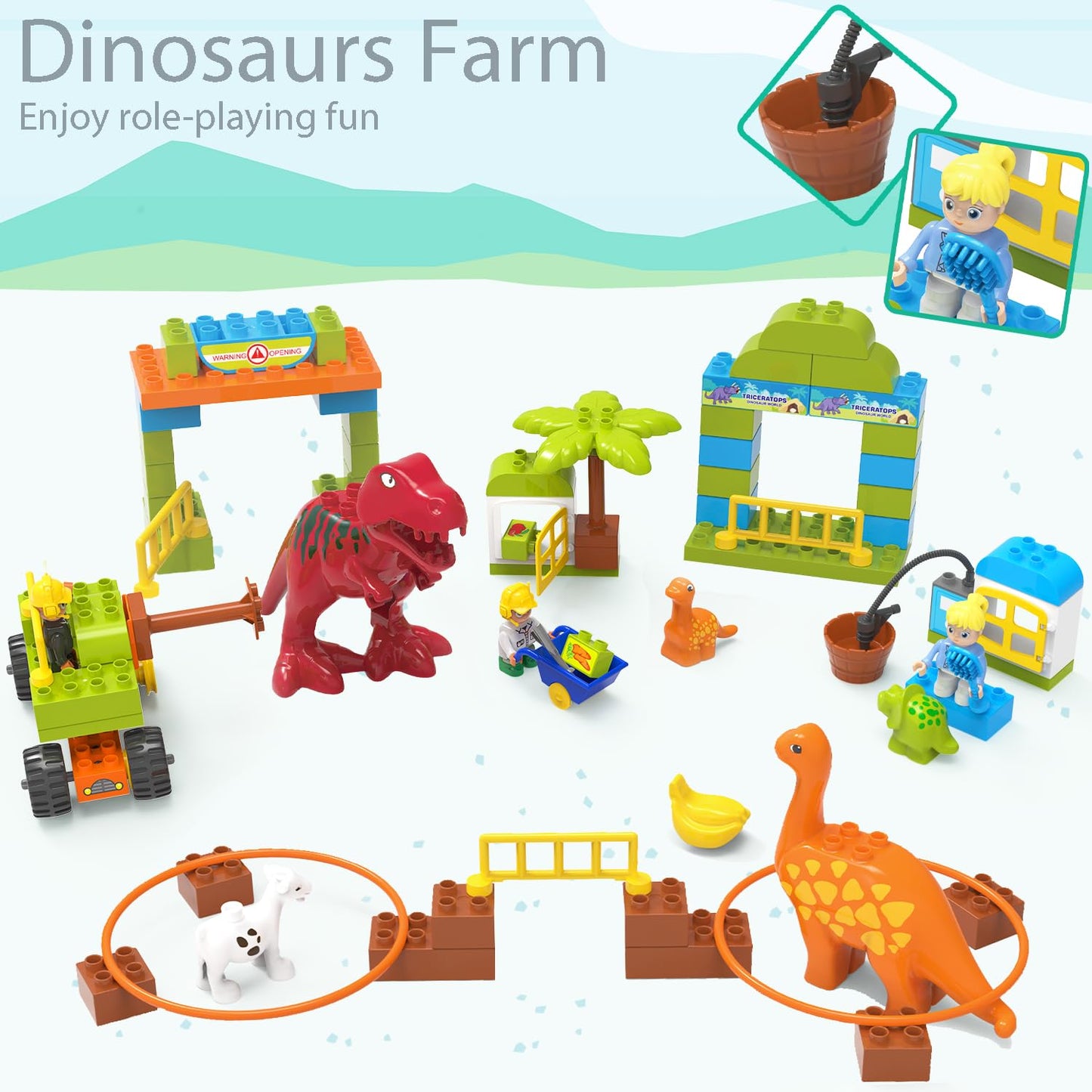 Anpcso Dinosaur Building Blocks for Toddlers 3-5 – Learn, Build & Play