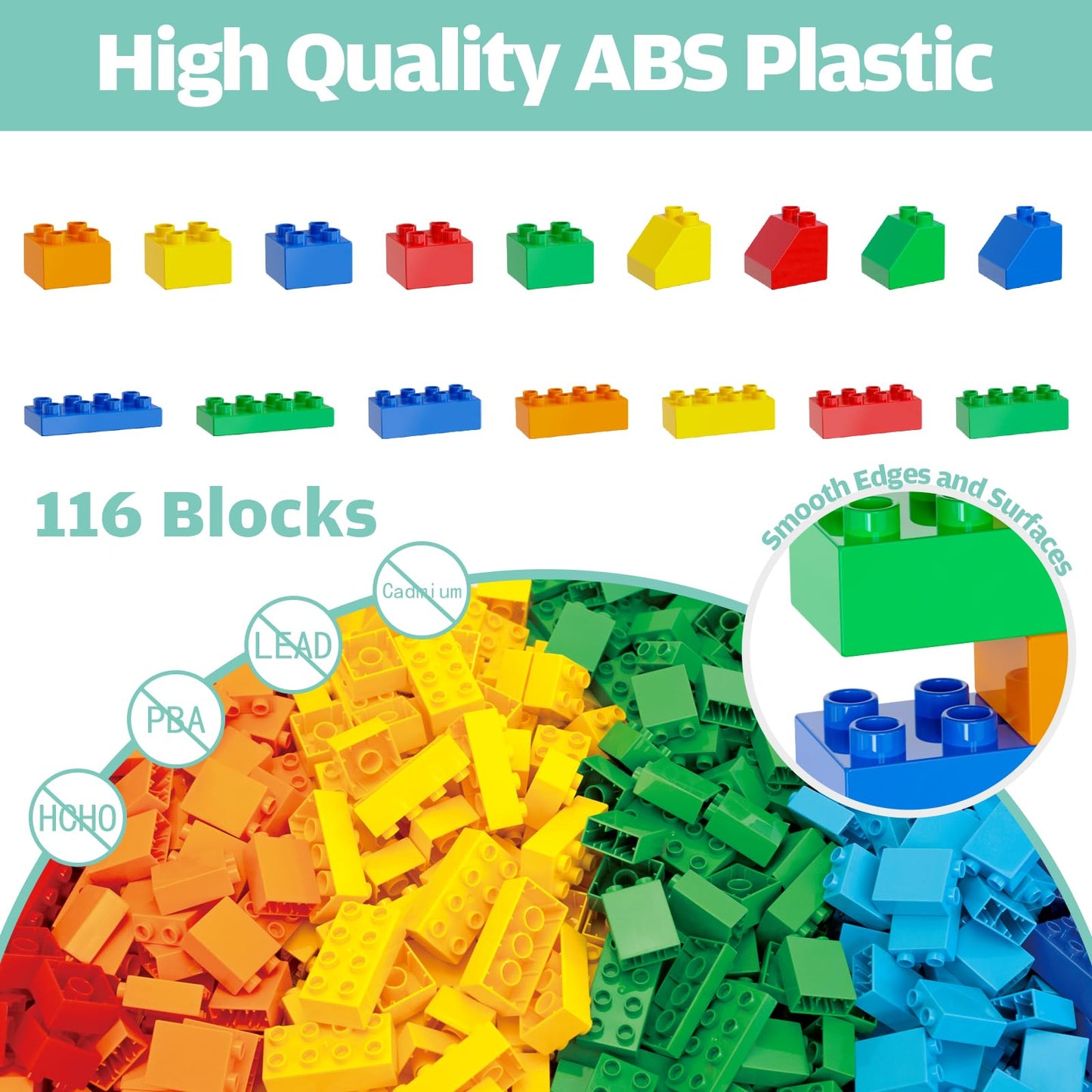 Anpcso 116-Piece Building Blocks for Toddlers – Dinosaurs & Cars