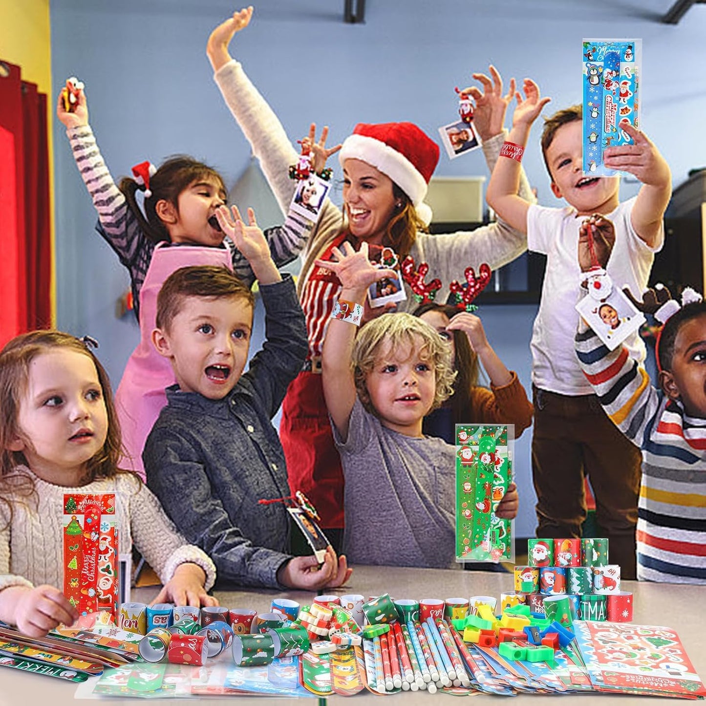 ANPHILE 28 Pack Christmas Stationery Party Favors for Classrooms – Pencils, Erasers, Rulers, Stickers & Gift Bags