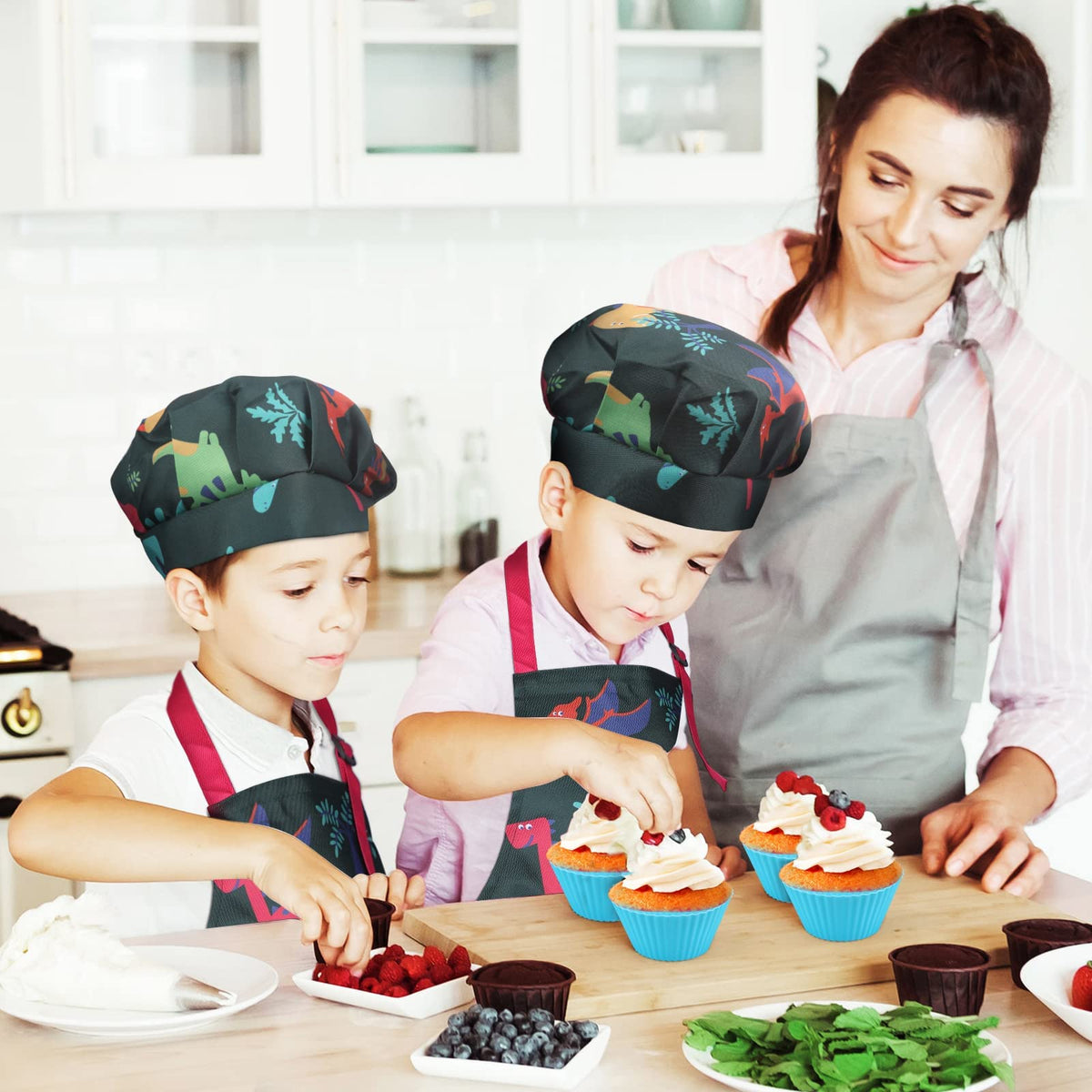 Anpro 27-Piece Kids Cooking Set for Ages 3-7 | Apron, Hat, Mitts & Utensils
