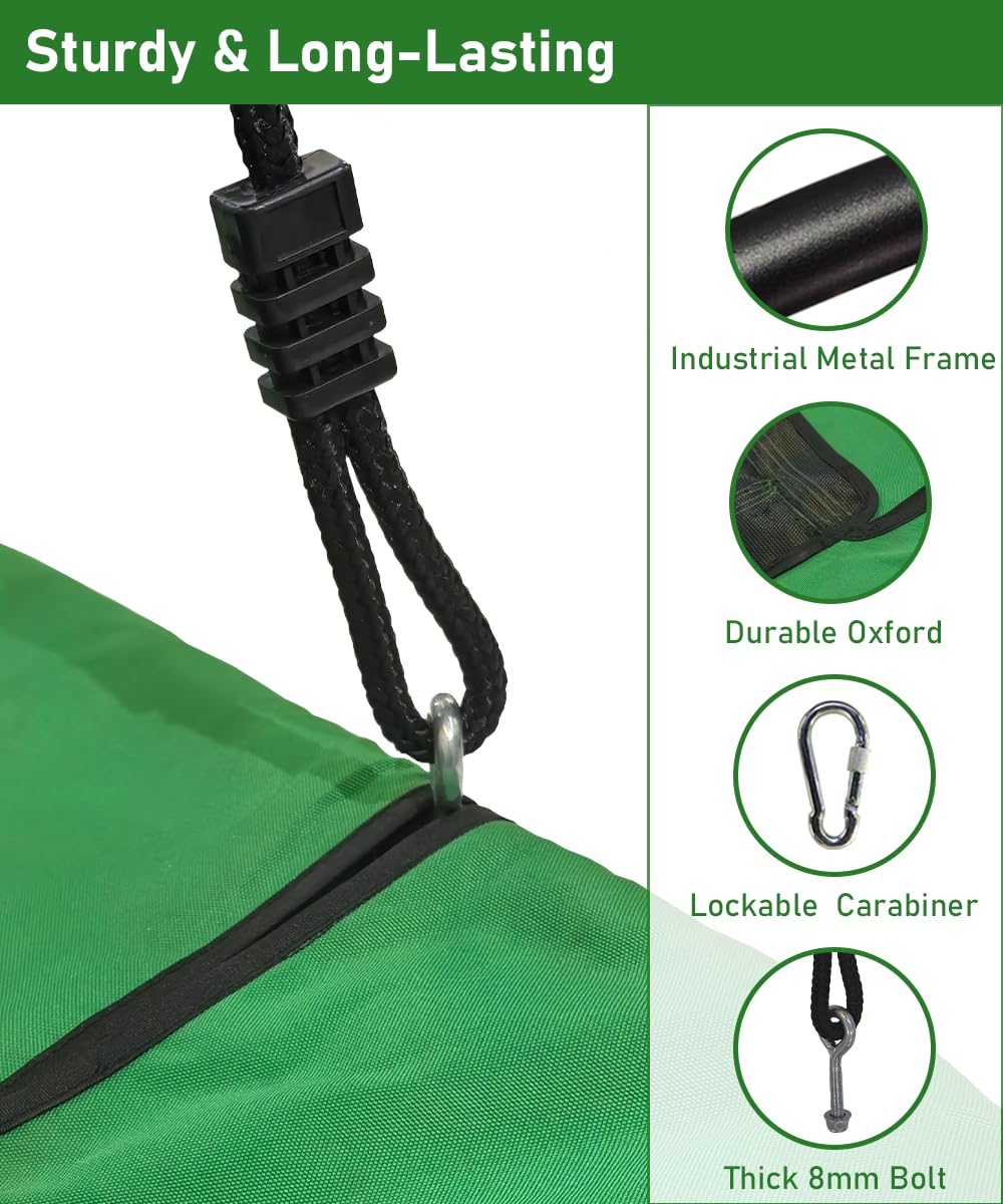 Ansionsol 60in Rectangular Tree Swing – 700 lbs, Adjustable Platform, Indoor/Outdoor (Green & Black)