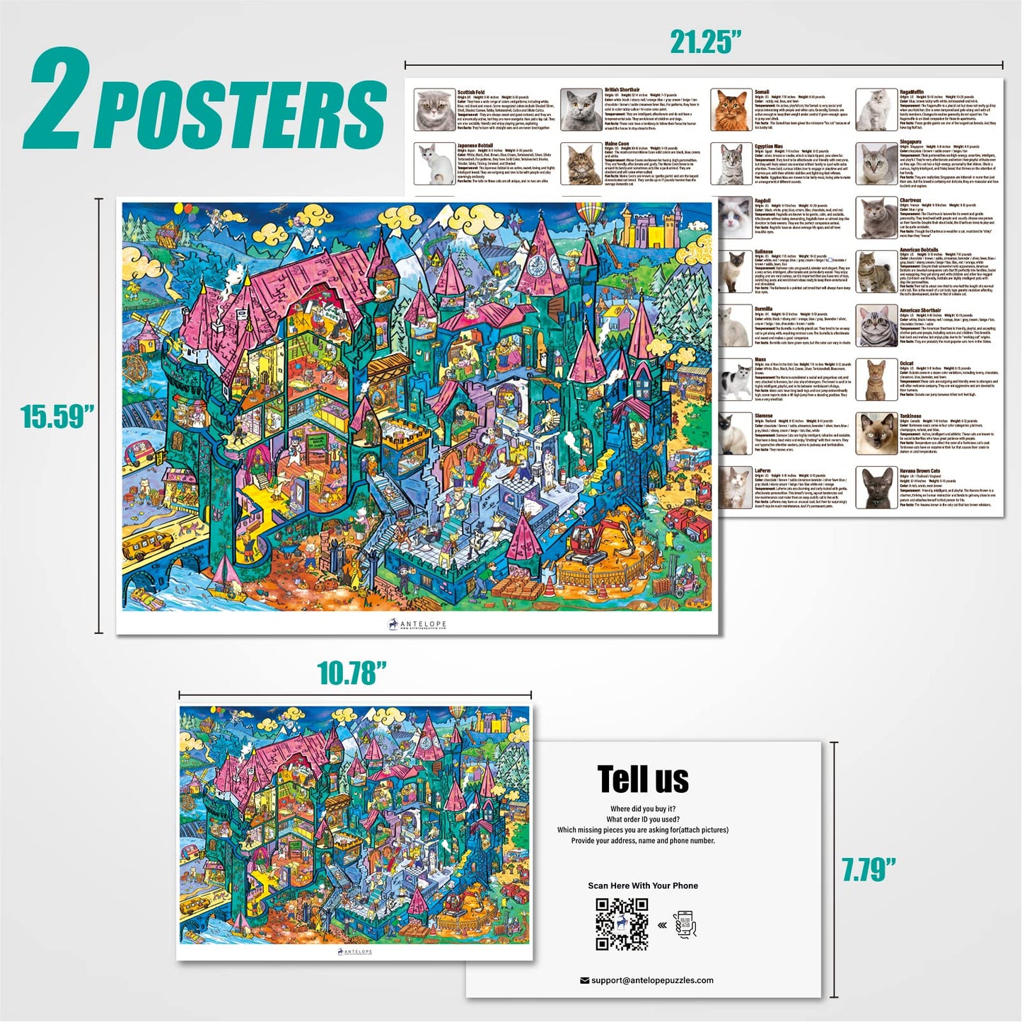 ANTELOPE 1000-Piece Cat Castle Puzzle for Adults | High-Resolution Matte Finish