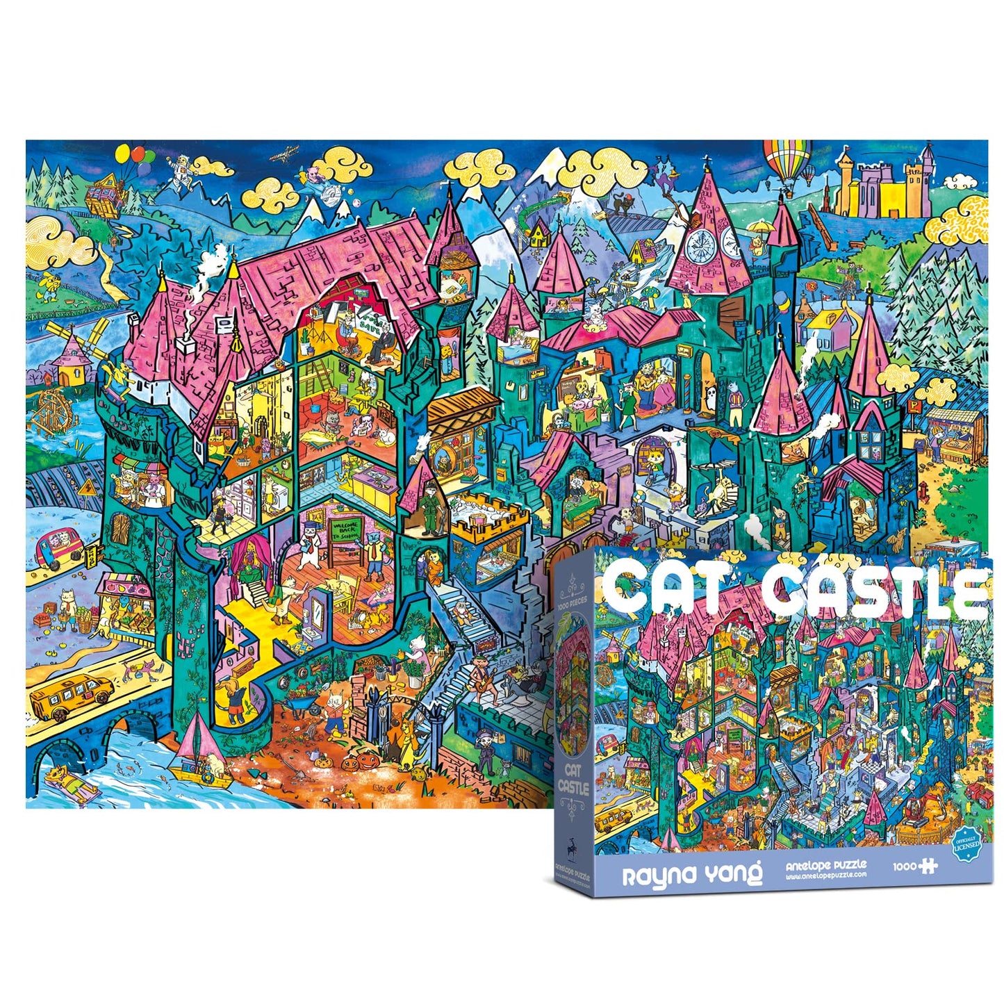 ANTELOPE 1000-Piece Cat Castle Puzzle for Adults | High-Resolution Matte Finish