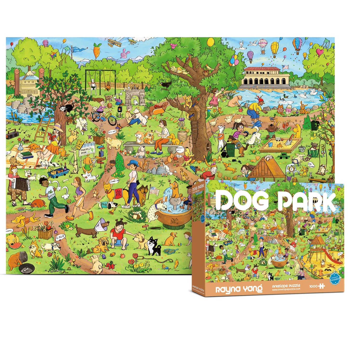 ANTELOPE 1000 Piece Puzzle for Adults – Dog Park Jigsaw, High-Resolution Image, Matte Finish