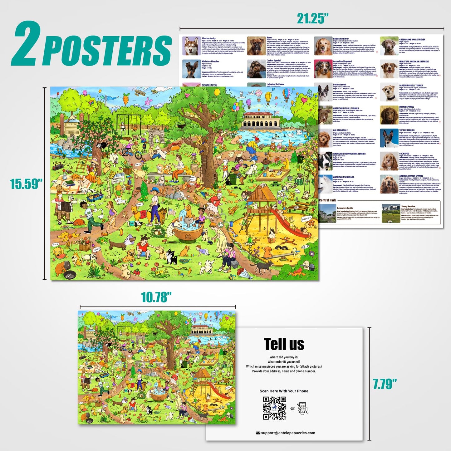 ANTELOPE 1000 Piece Puzzle for Adults – Dog Park Jigsaw, High-Resolution Image, Matte Finish