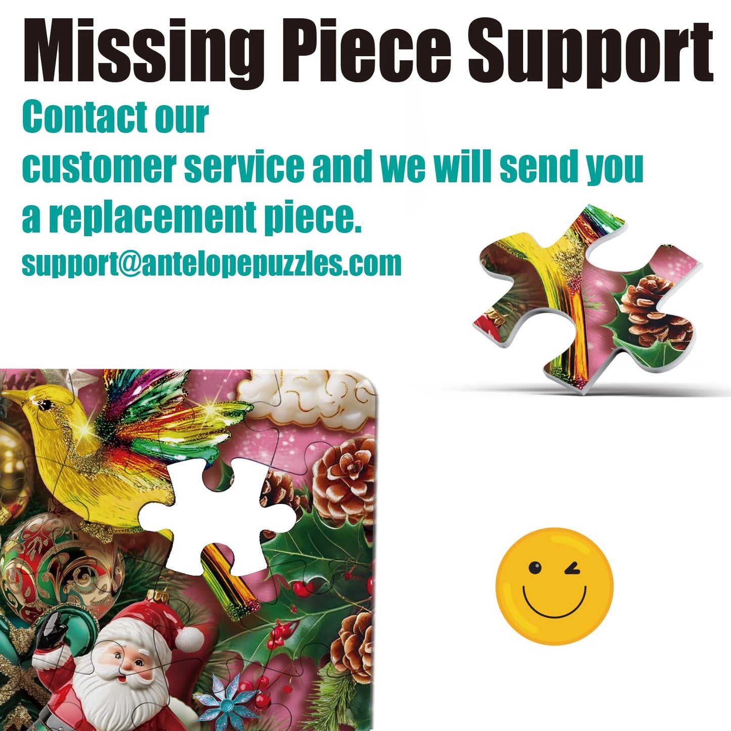 ANTELOPE 1000-Piece Christmas Jigsaw Puzzle – Wreath of Jingle Winter Scene | Family Holiday Gift