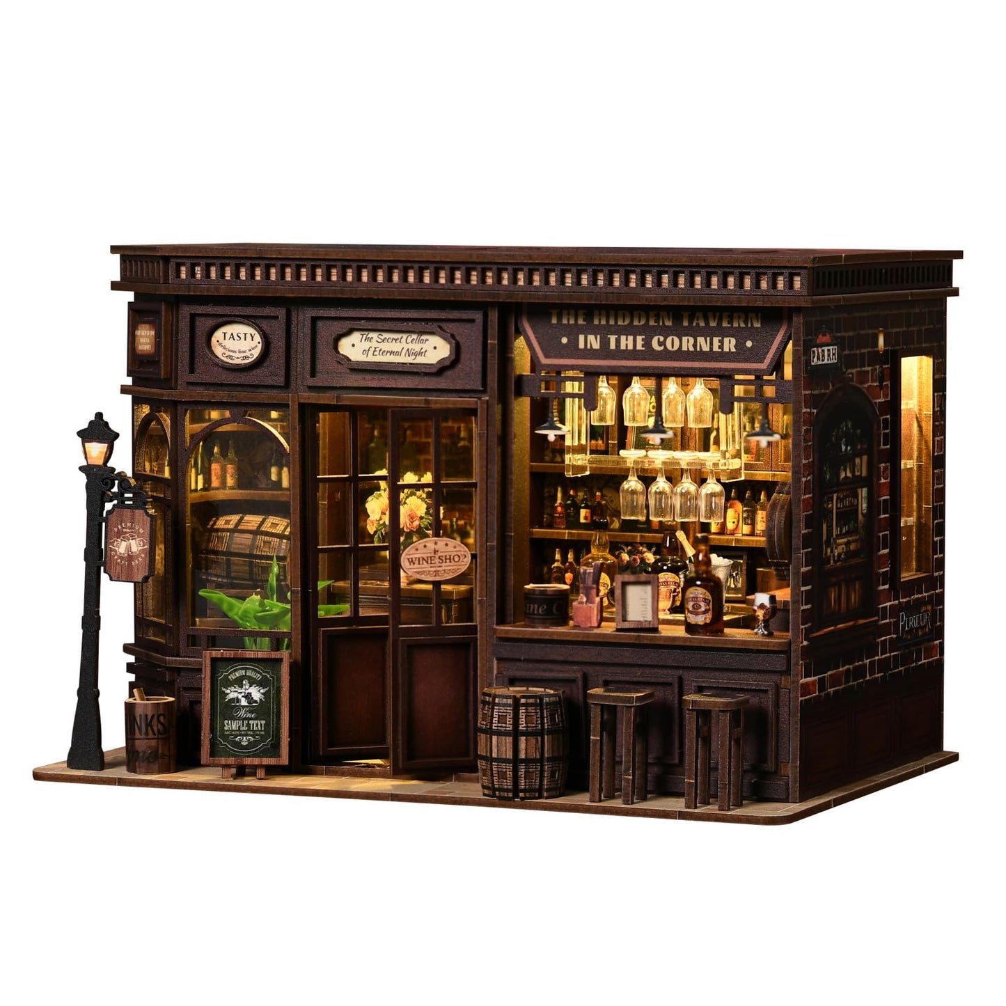 ANTREATU DIY Miniature House Kit – Corner Tavern with LED Light