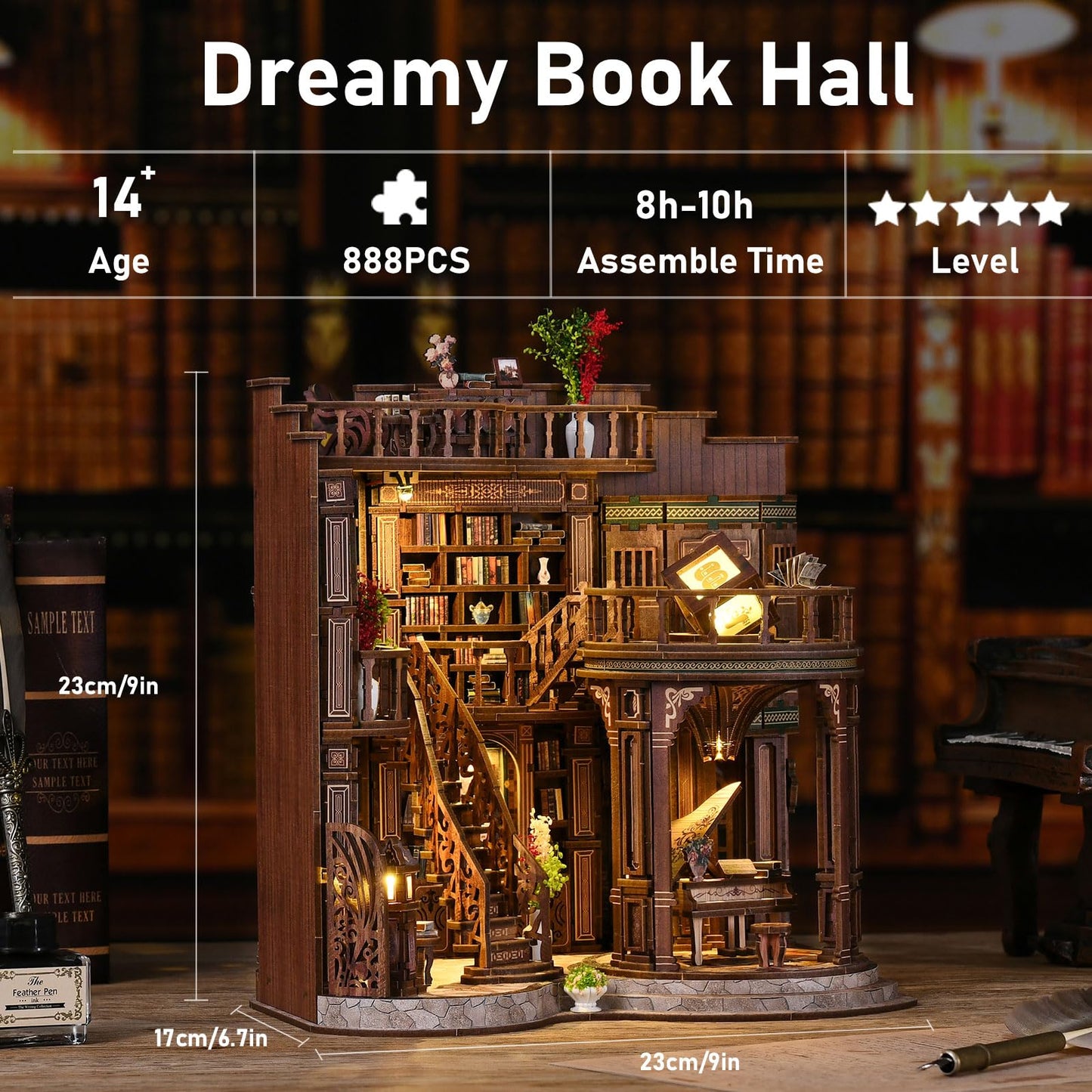 ANTREATU DIY Miniature House Kit with LED Light — Dreamy Book Hall