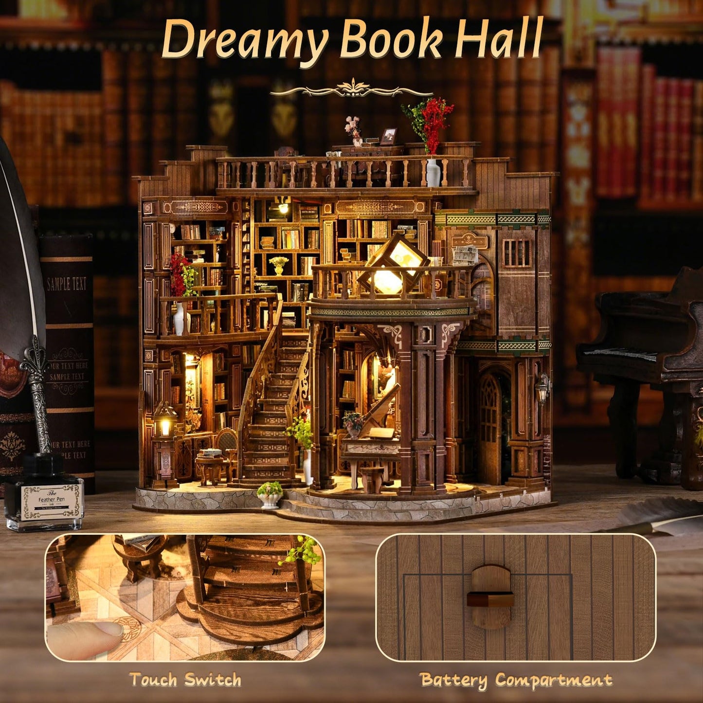 ANTREATU DIY Miniature House Kit with LED Light — Dreamy Book Hall