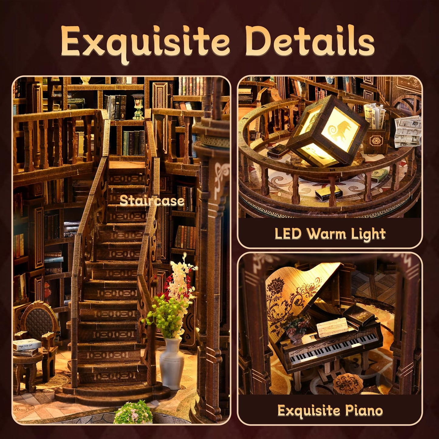 ANTREATU DIY Miniature House Kit with LED Light — Dreamy Book Hall