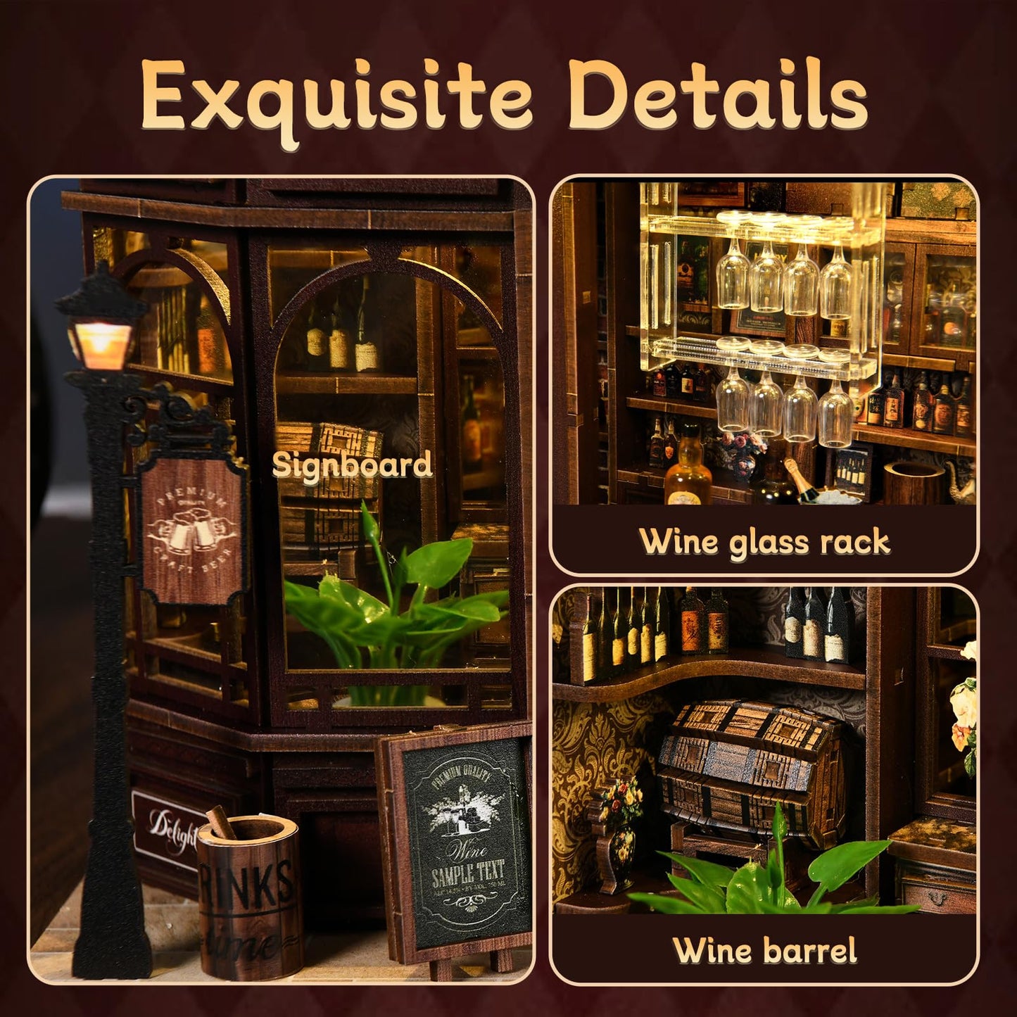 ANTREATU DIY Miniature House Kit – Corner Tavern with LED Light