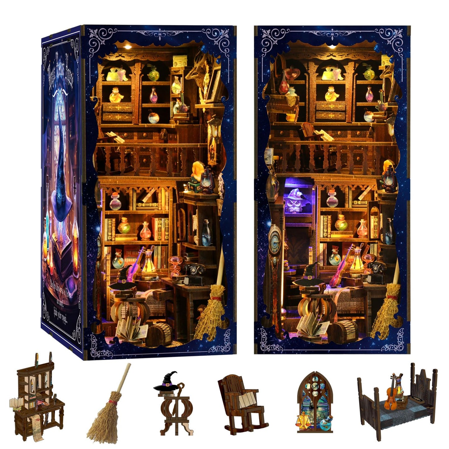 ANTREATU Magic Book Nook Kit — DIY Miniature House with LED Light