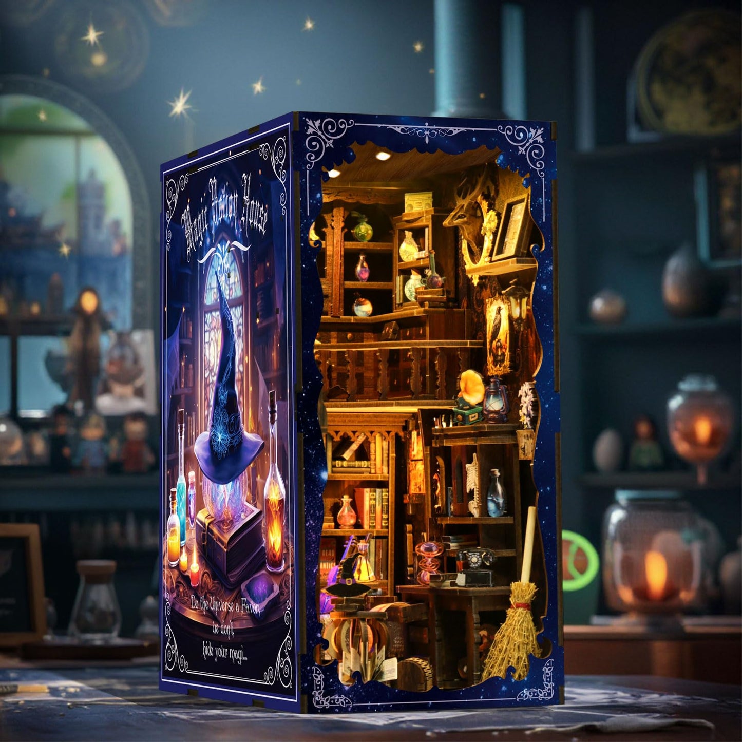 ANTREATU Magic Book Nook Kit — DIY Miniature House with LED Light