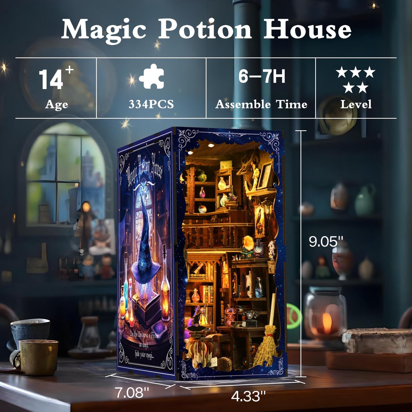 ANTREATU Magic Book Nook Kit — DIY Miniature House with LED Light