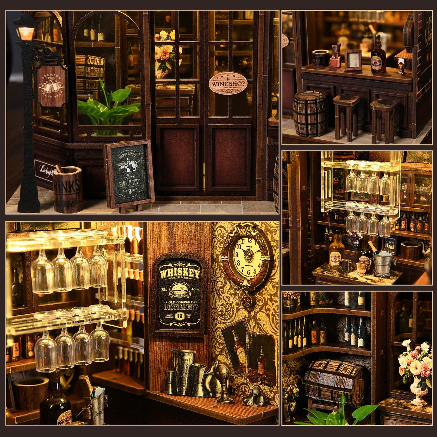 ANTREATU DIY Miniature House Kit – Corner Tavern with LED Light
