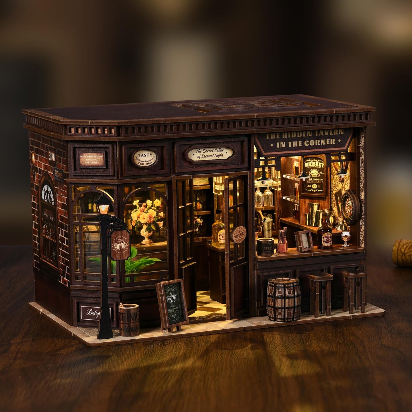 ANTREATU DIY Miniature House Kit – Corner Tavern with LED Light