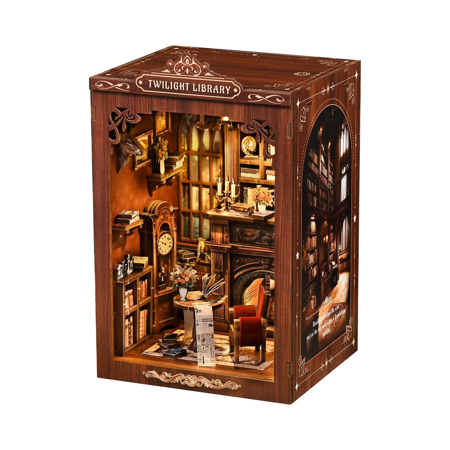 ANTREATU Twilight Library DIY Miniature Kit – 3D Wooden Dollhouse with LED