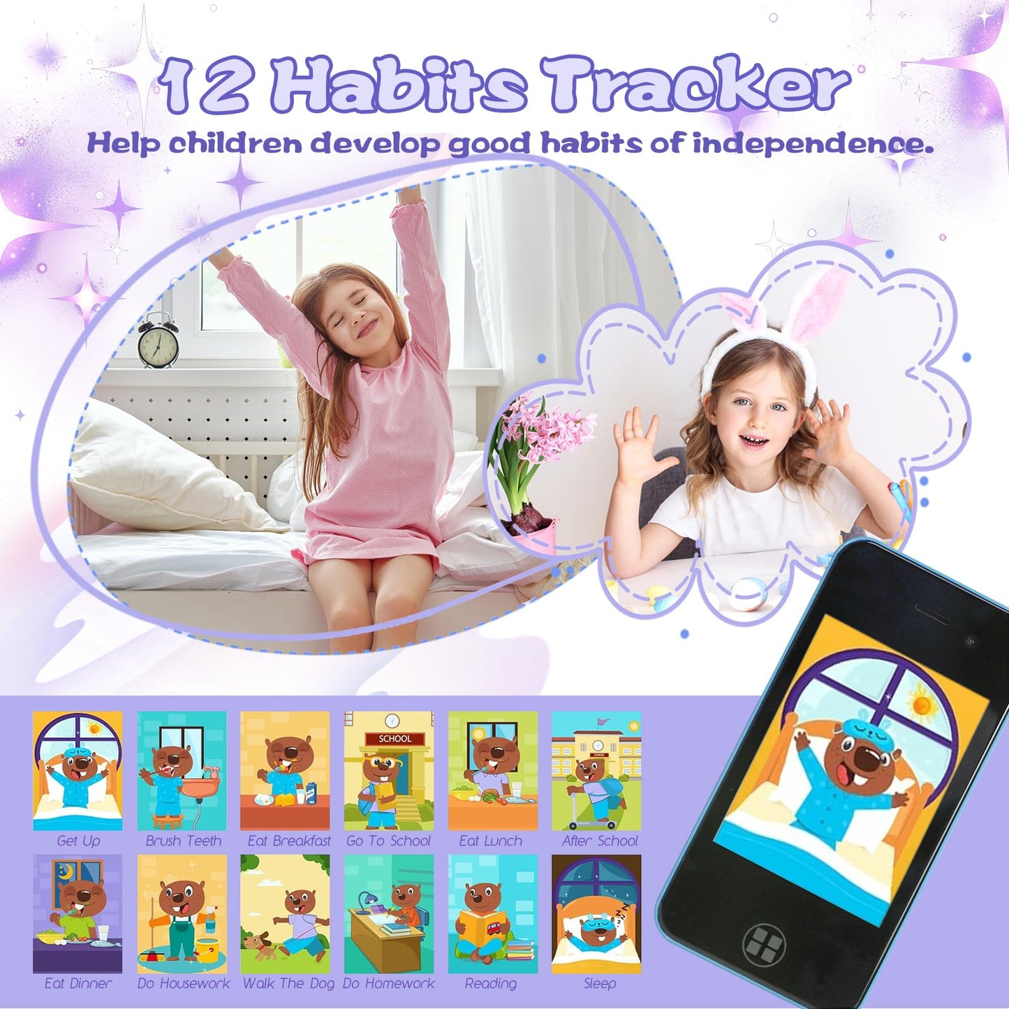 ANTUMKDS Kids Smart Phone (Blue) – Dual Camera, 16GB SD Card, Educational Games for Ages 4-8