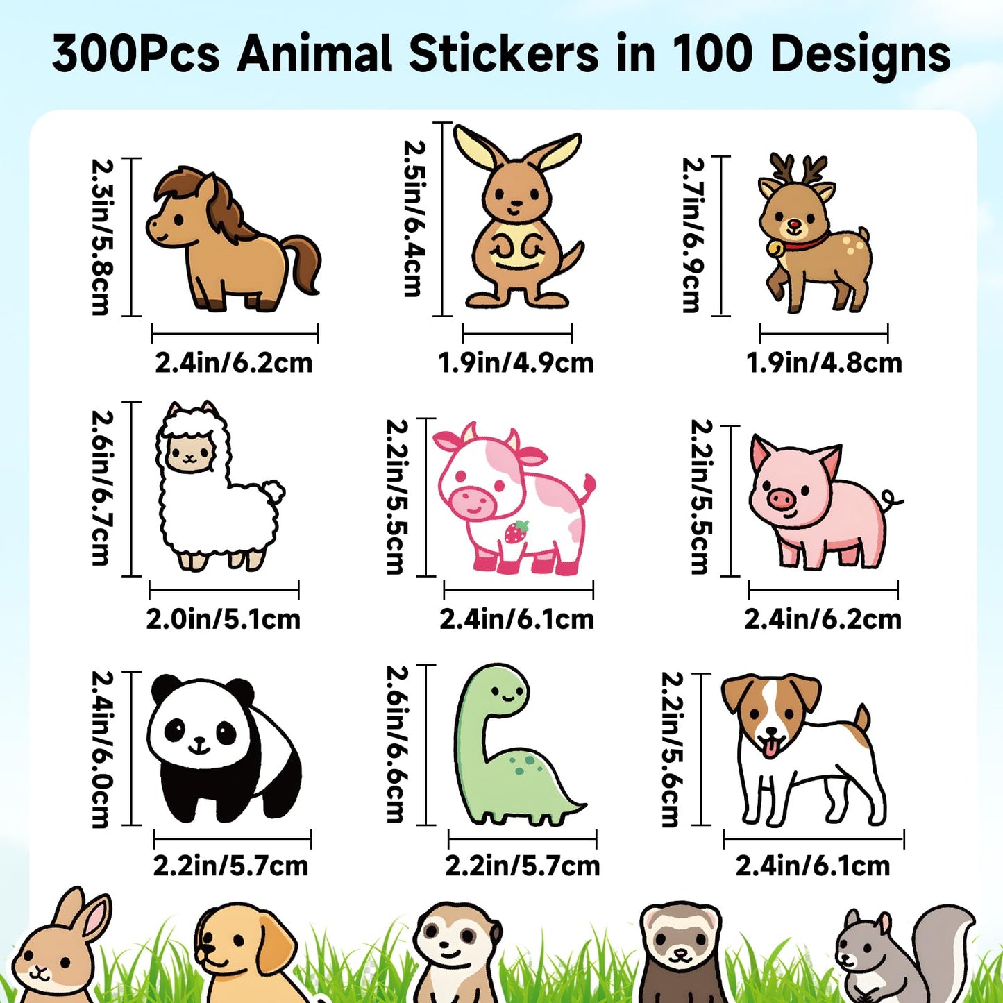 Anwyll 300Pcs Animal Stickers for Kids – Waterproof Vinyl, Classroom Rewards
