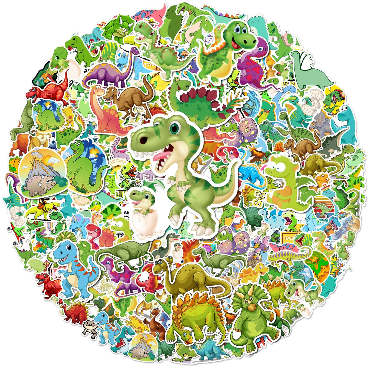 Anwyll 300Pcs Dinosaur Stickers for Kids – Waterproof Vinyl Dino Stickers Bulk Pack