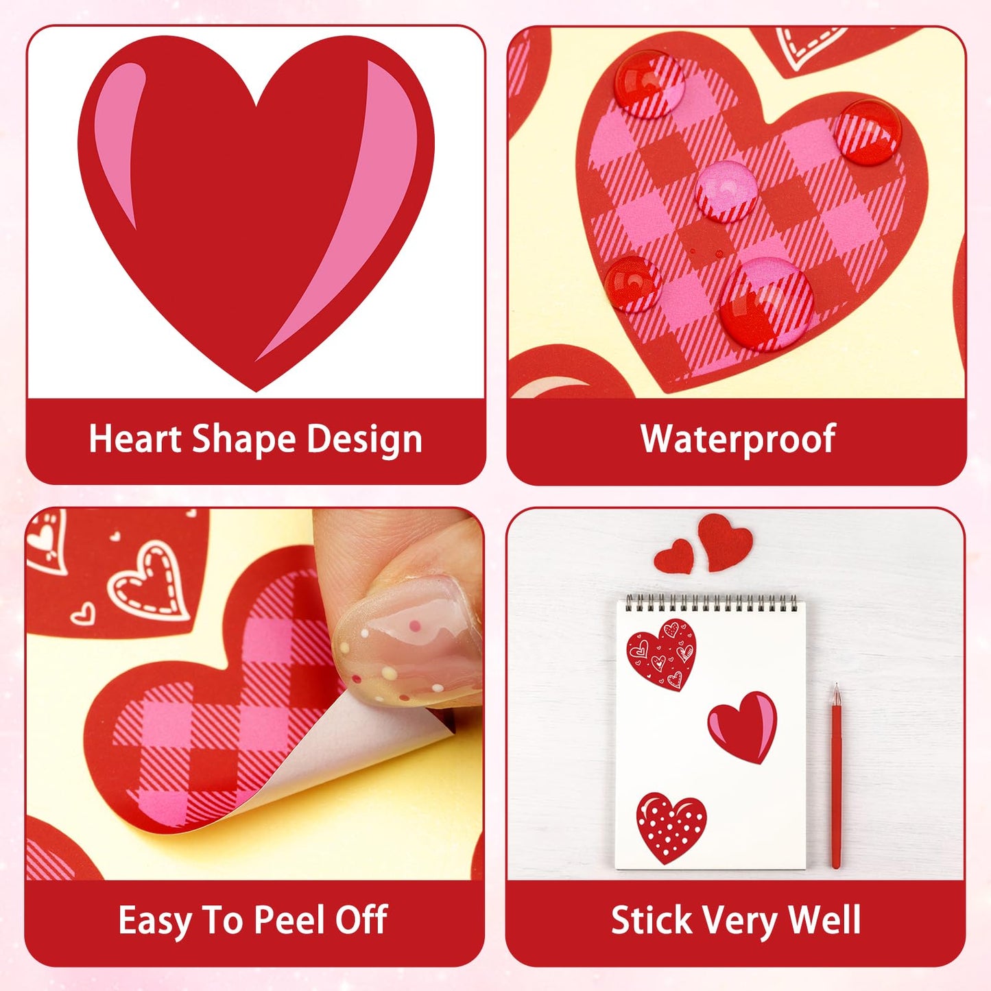 Anwyll Heart Stickers | 480 Pcs, 1.5-Inch Valentines Day Gift Labels for Cards, Envelopes & Gifts
