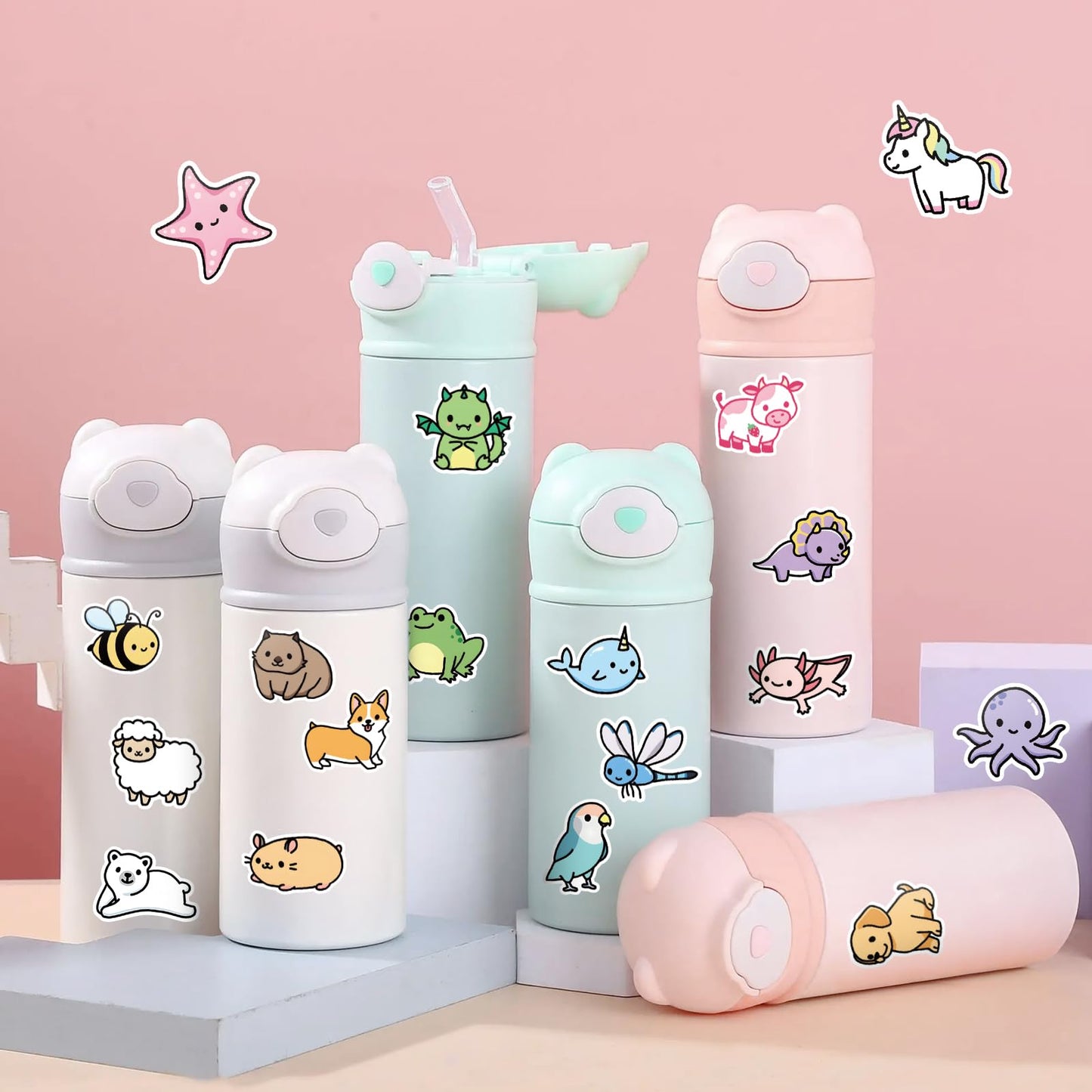 Anwyll 300Pcs Animal Stickers for Kids – Waterproof Vinyl, Classroom Rewards