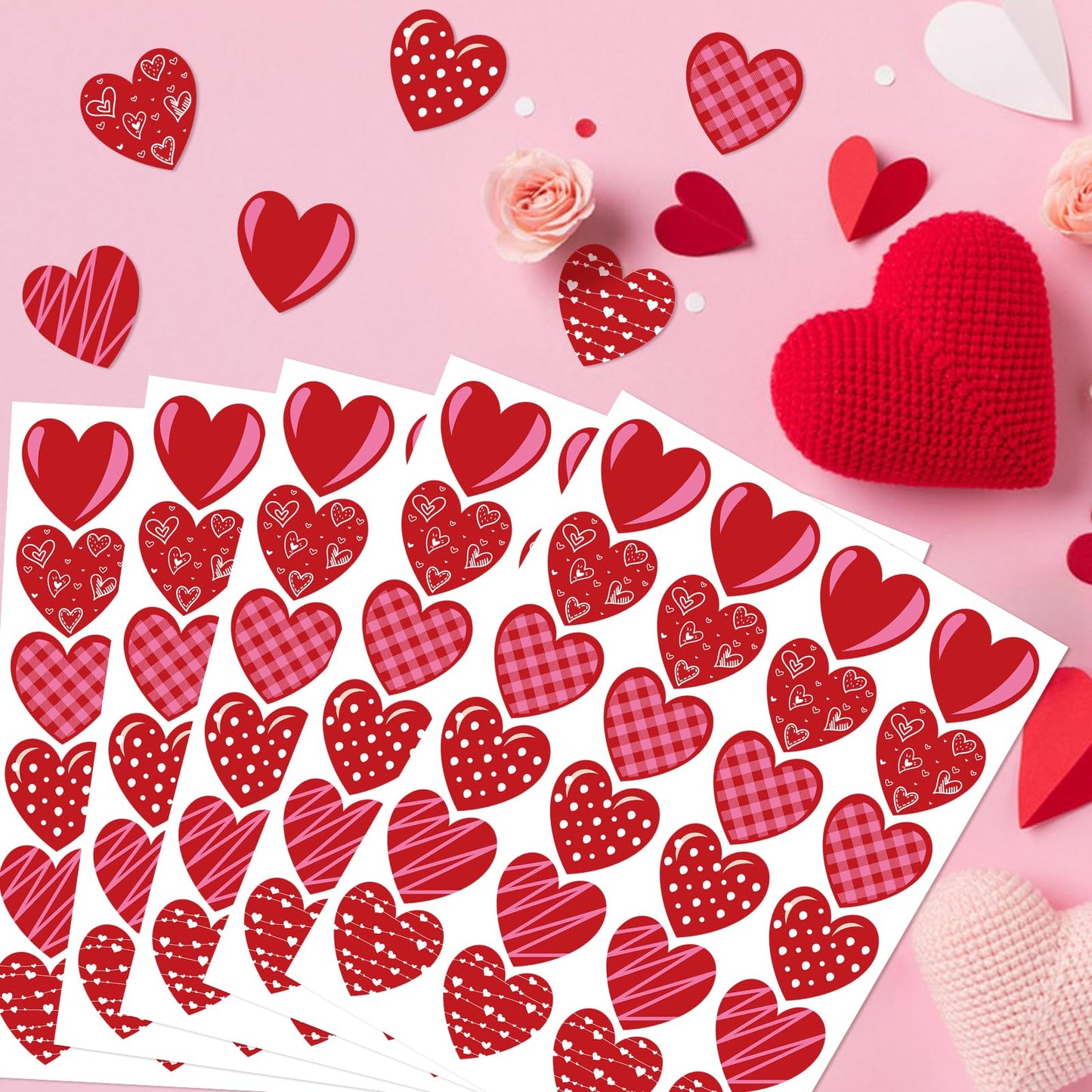 Anwyll Heart Stickers | 480 Pcs, 1.5-Inch Valentines Day Gift Labels for Cards, Envelopes & Gifts
