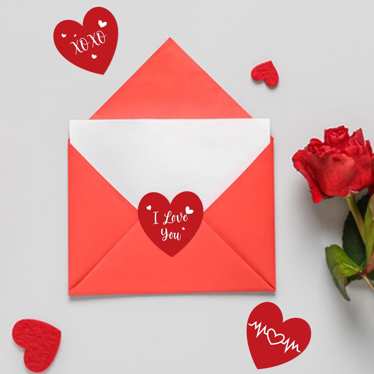 Anwyll Valentines Day Heart Stickers – 480 Pcs, 1.5-Inch Red I Love You Stickers for Envelopes, Cards & Gifts