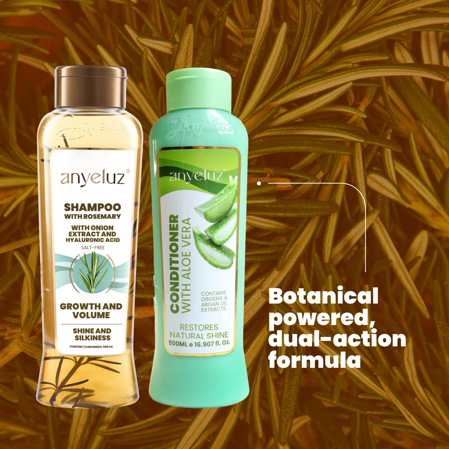 ANYELUZ Rosemary Shampoo & Aloe Conditioner Set – Hydration, Volume & Shine