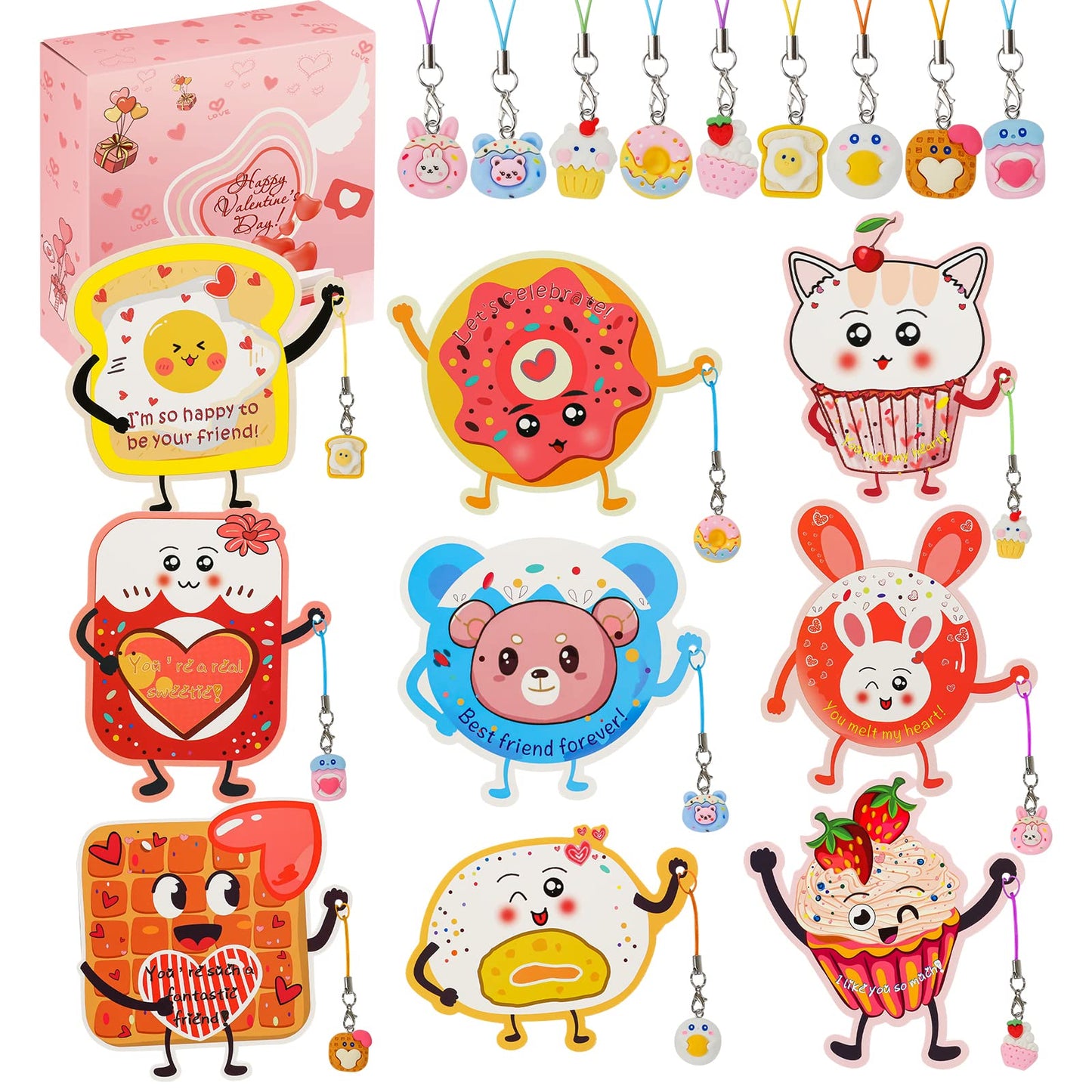 ANYIDEA Valentines Cards for Kids – 36 Cards + 36 Pendant Gifts for Classroom Exchange