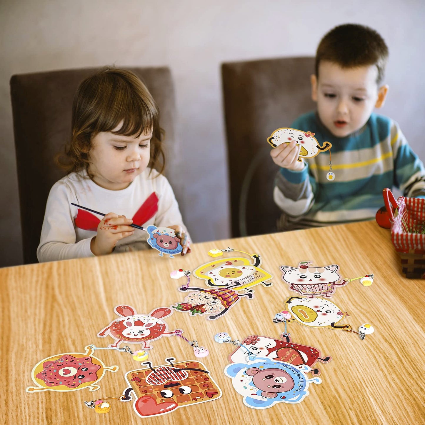 ANYIDEA Valentines Cards for Kids – 36 Cards + 36 Pendant Gifts for Classroom Exchange