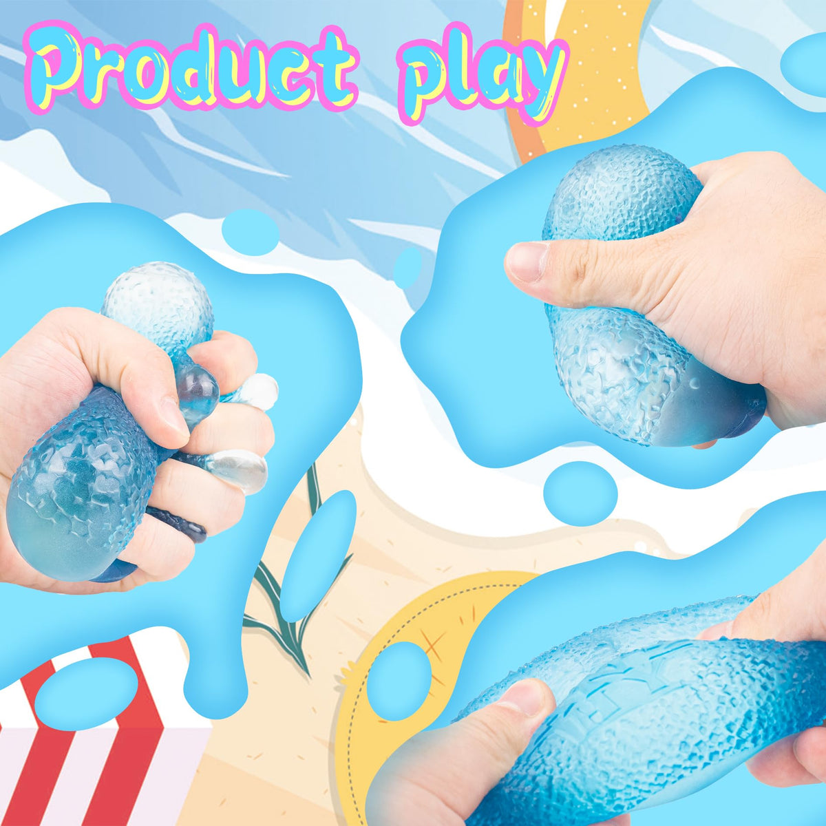 ANZHY Squishy Stress Ball – Sensory Toy for Focus & Calm (Blue Ellipsoid)
