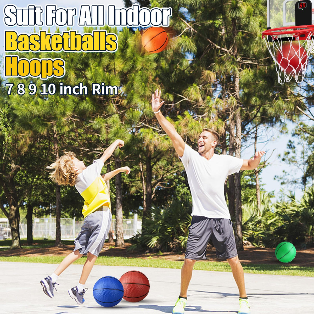 Anzmtosn 7-Inch Mini Basketball Balls – 5 Pack with Pump for Over-Door Indoor Hoops
