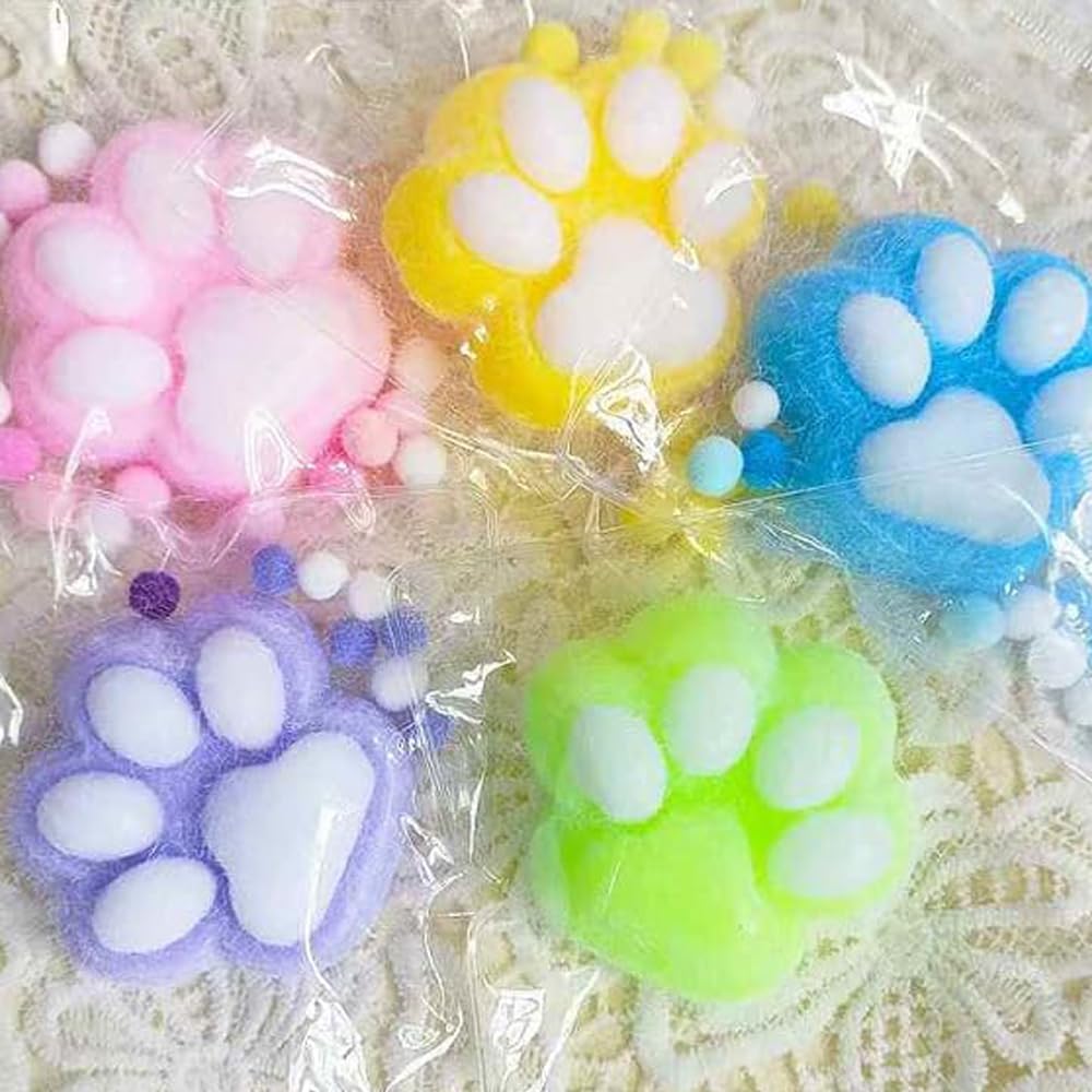 Anztqiuu 5 Pack Cat Paw Squishy Toys | Cute Kawaii Mochi Sensory Fidget Set