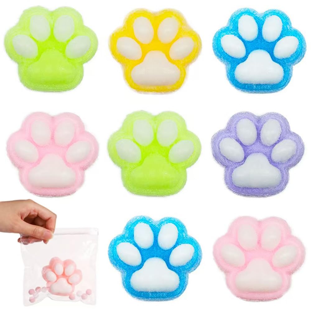 Anztqiuu 5 Pack Cat Paw Squishy Toys | Cute Kawaii Mochi Sensory Fidget Set