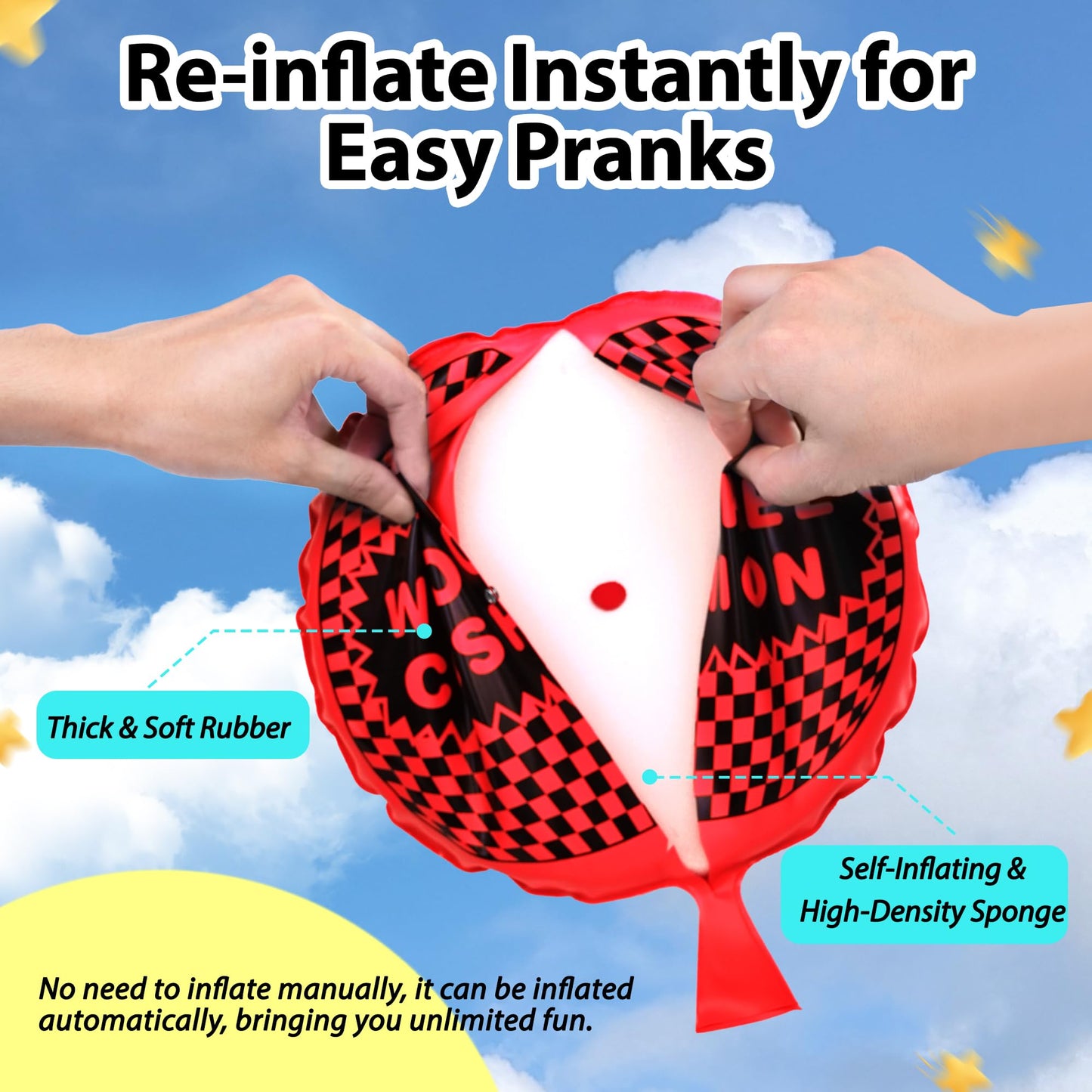 ANZUSY 9-Inch Self-Inflating Whoopie Cushion – Fun Prank Pillow Gift