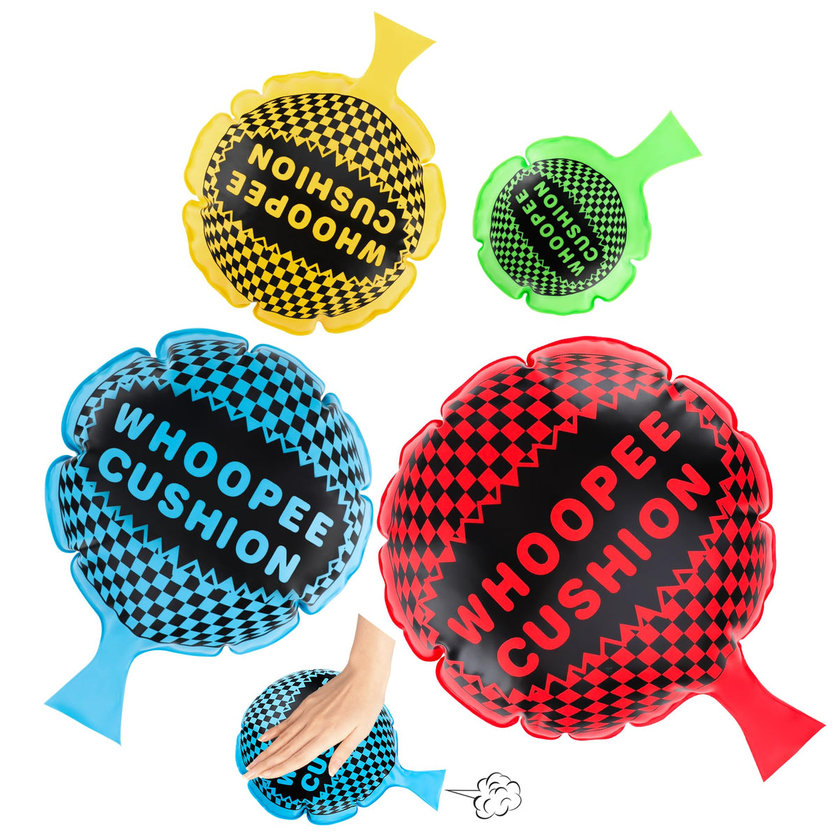ANZUSY 4Pcs Whoopie Cushions – 4 Sizes for Party Pranks