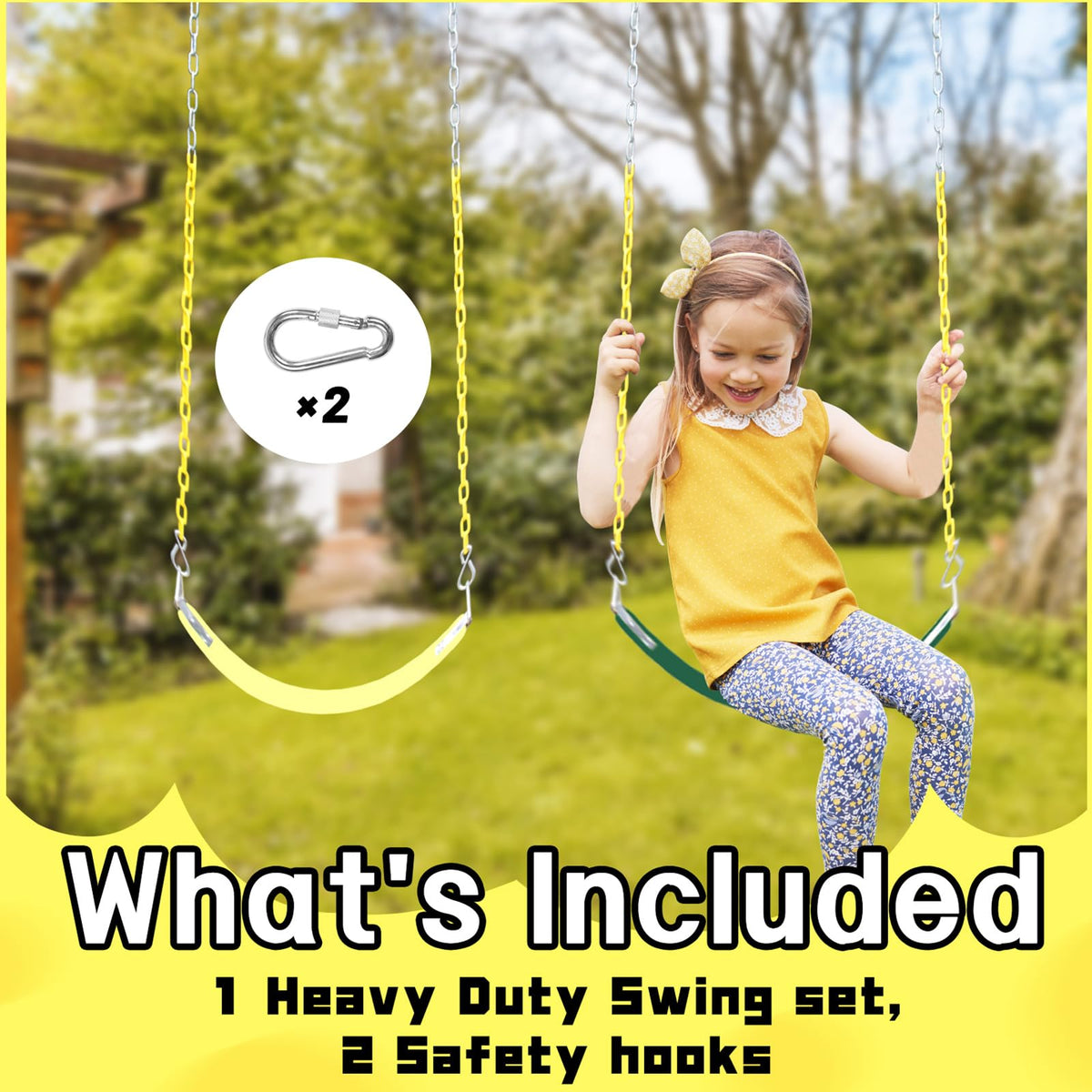 AOBOTE Swing Set for Kids & Adults - 66-Inch Chain, 250 lb Capacity | AB010002-7