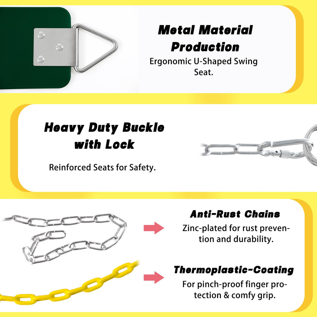 AOBOTE Swing Set for Kids & Adults - 66-Inch Chain, 250 lb Capacity | AB010002-7