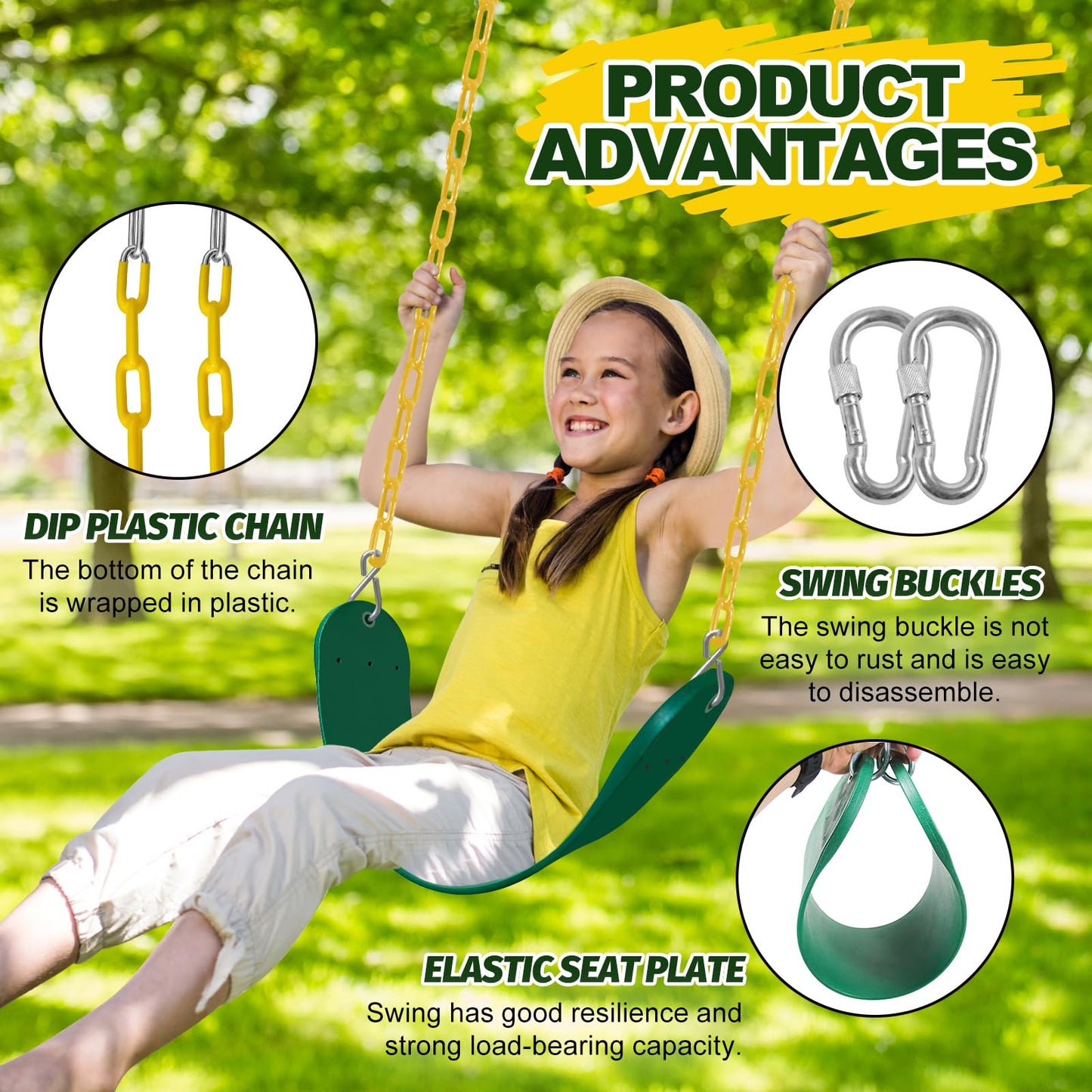 AOBOTE Swings Set 2-Pack: EVA Seats with Hooks & Chains for Backyard