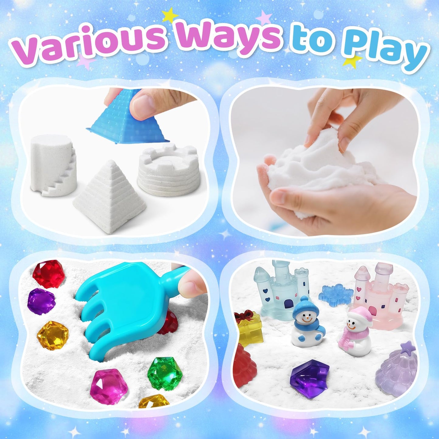 Aocii Kids Sensory Bin Sand Kit — Winter Fairy Tale Theme for Toddlers & Kids 3-9