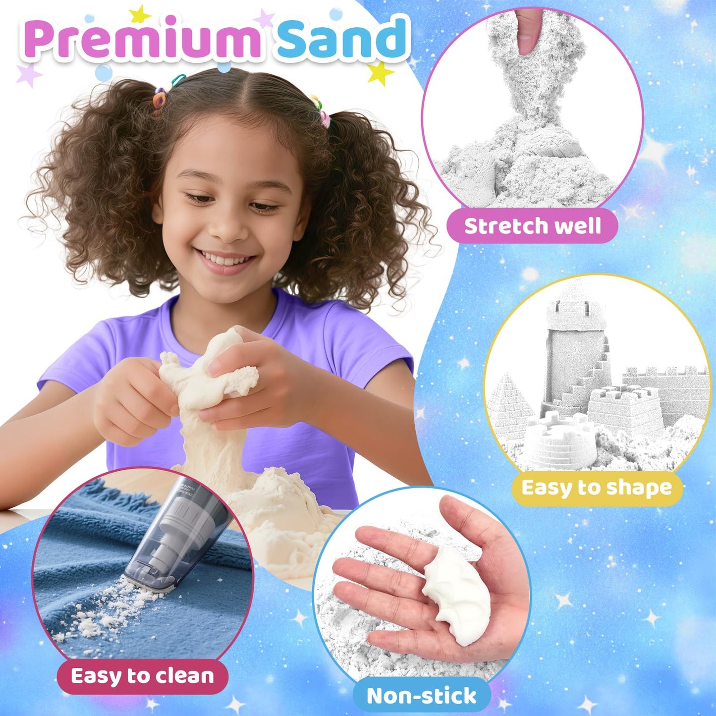 Aocii Kids Sensory Bin Sand Kit — Winter Fairy Tale Theme for Toddlers & Kids 3-9
