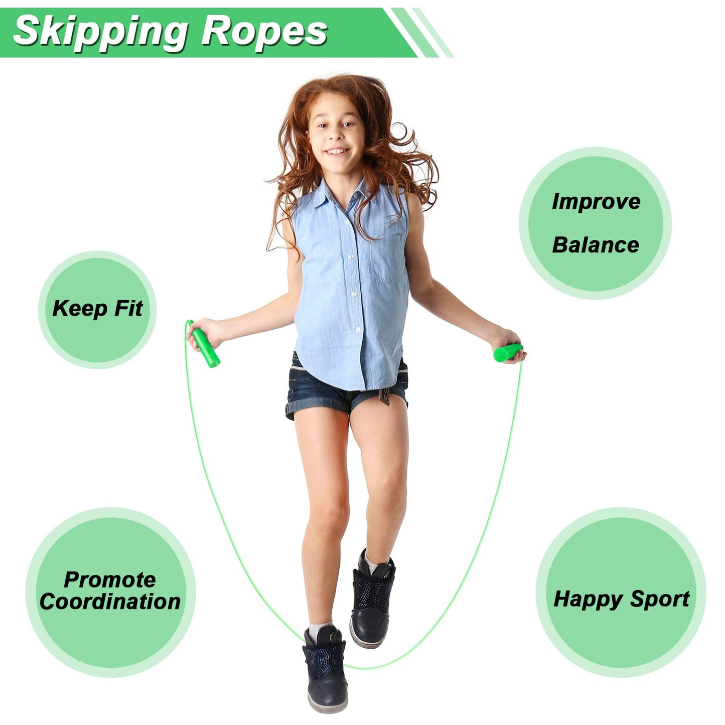 Aodaer 60-Pack Kids Jump Rope Set – Colorful 7.3ft Adjustable Ropes for Outdoor Fun