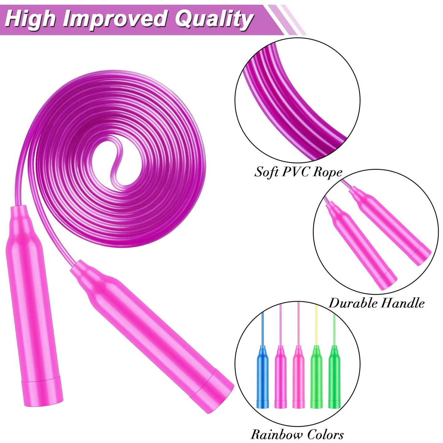 Aodaer 60-Pack Kids Jump Rope Set – Colorful 7.3ft Adjustable Ropes for Outdoor Fun