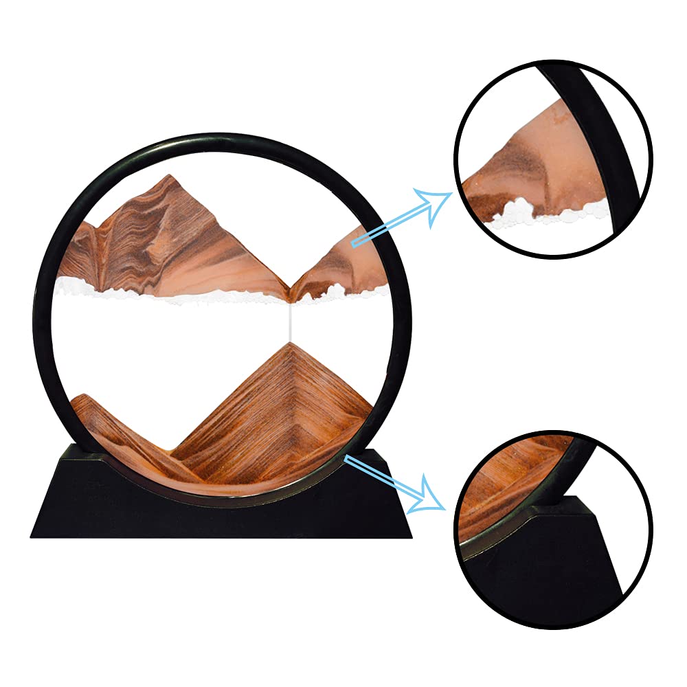Aoderun Moving Sand Art – Round Glass 12in Orange, 3D Deep Sea Sandscape