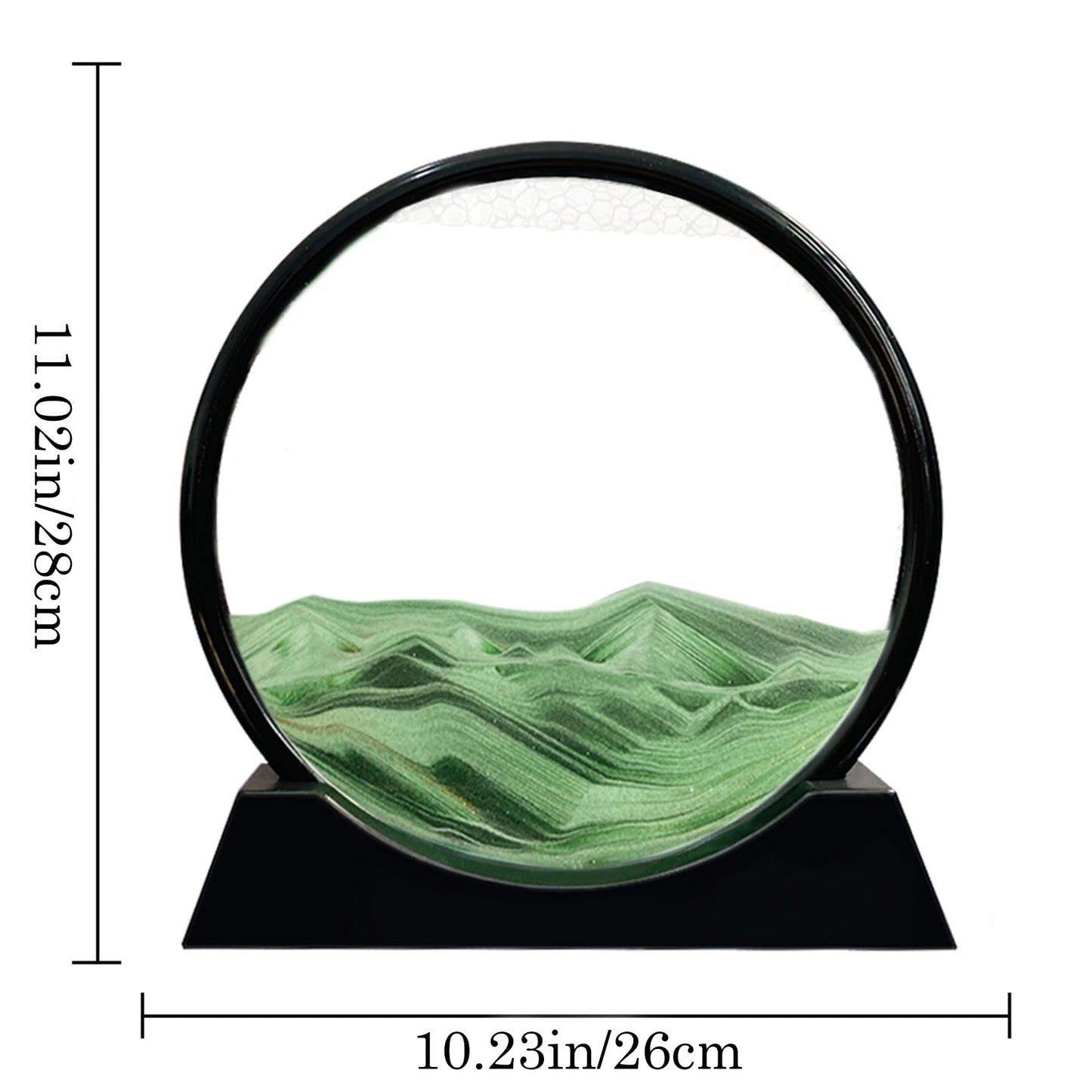 Aoderun Moving Sand Art Picture – Round Glass 3D Deep Sea Sandscape (12, Green)