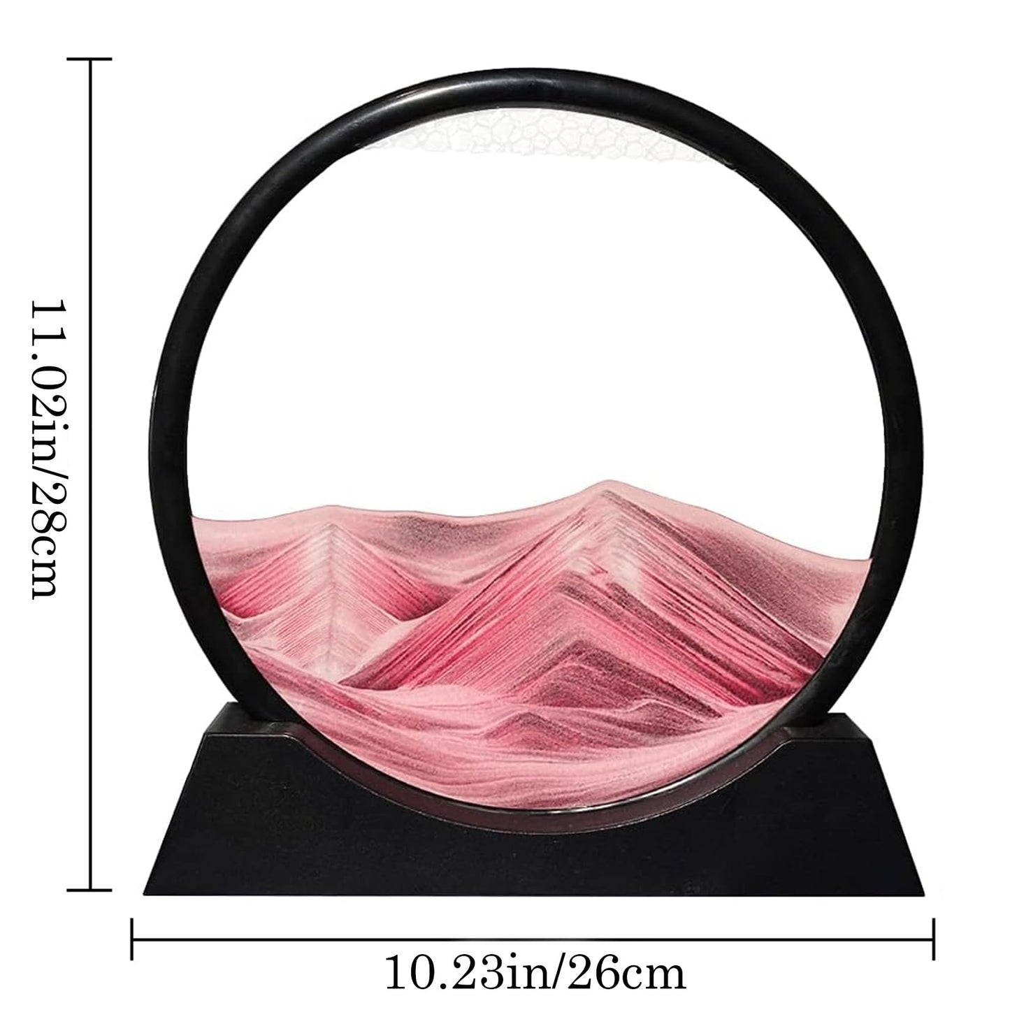Aoderun Moving Sand Art - 12-inch Pink Round Glass 3D Sandscape for Desk & Home