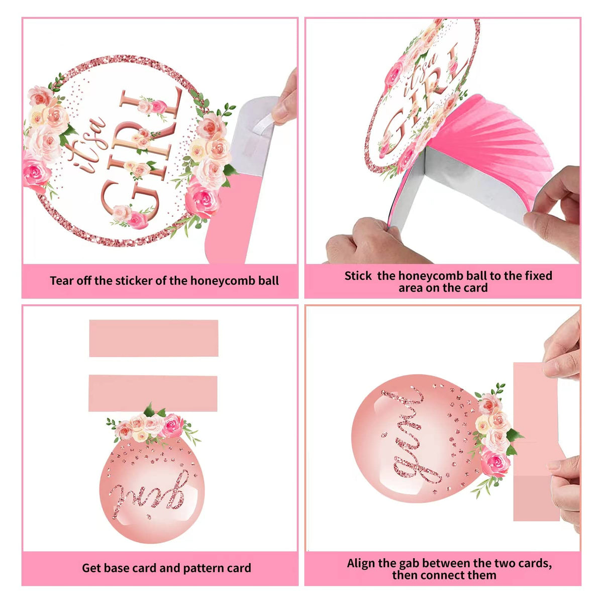 Aodocuto 12Pcs Pink Rose Gold Baby Shower Decorations – Honeycomb Centerpieces for Girls, It's a Girl Theme