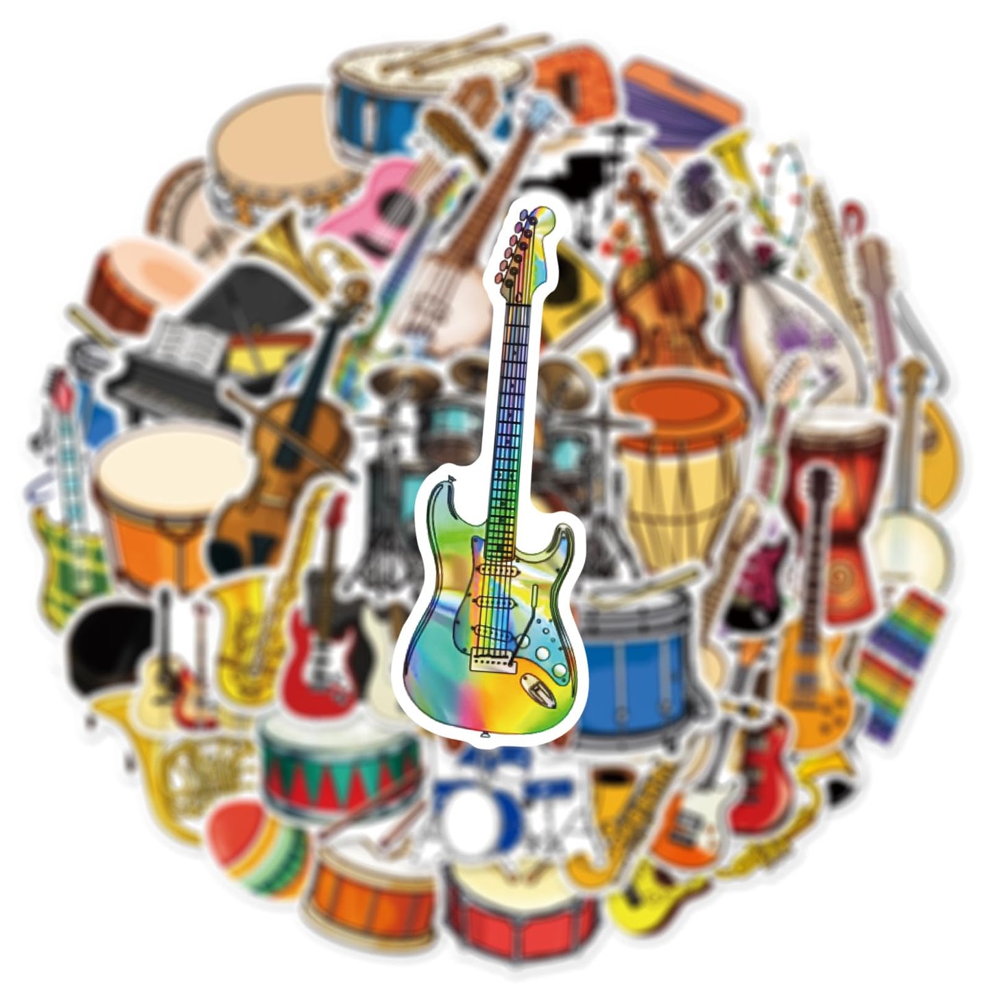 50PCS Musical Instrument Stickers by aoinqx – Waterproof Vinyl Decals, Cute Kawaii Design